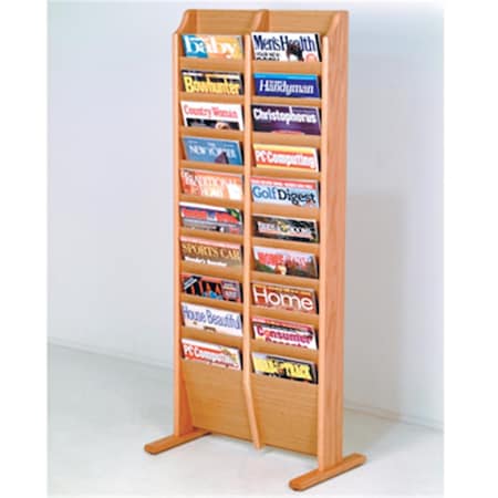 Wooden Mallet Cascade Free Standing 20 Pocket Magazine Rack in Light Oak MR20-FSLO